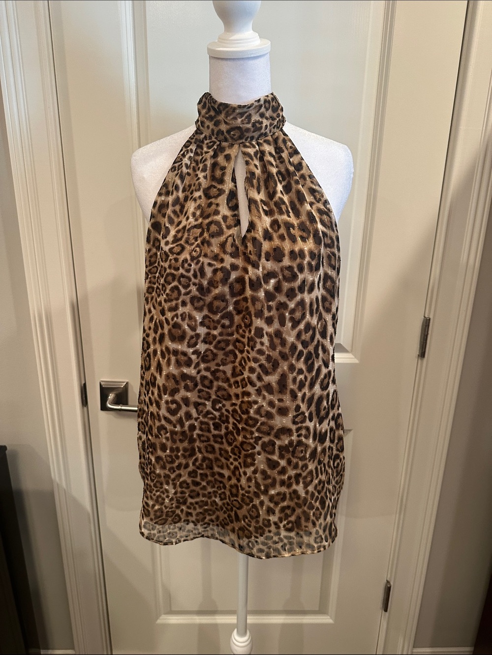 White House Black Market Leopard Print Halter Camisole - Brown